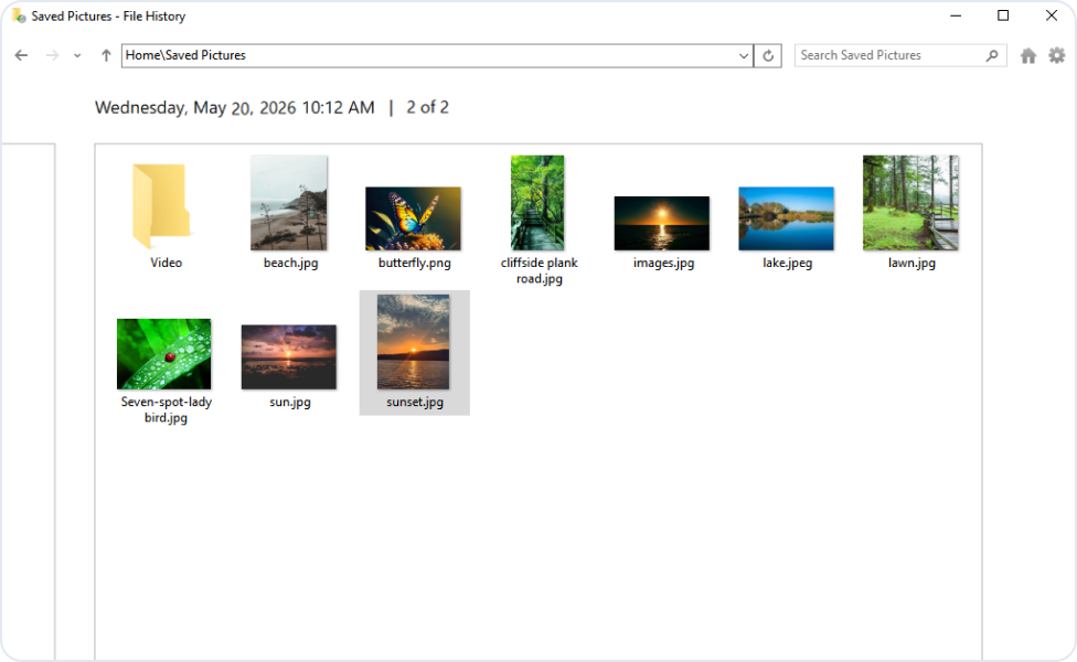 Windows ファイル履歴で個人ファイルを復元する