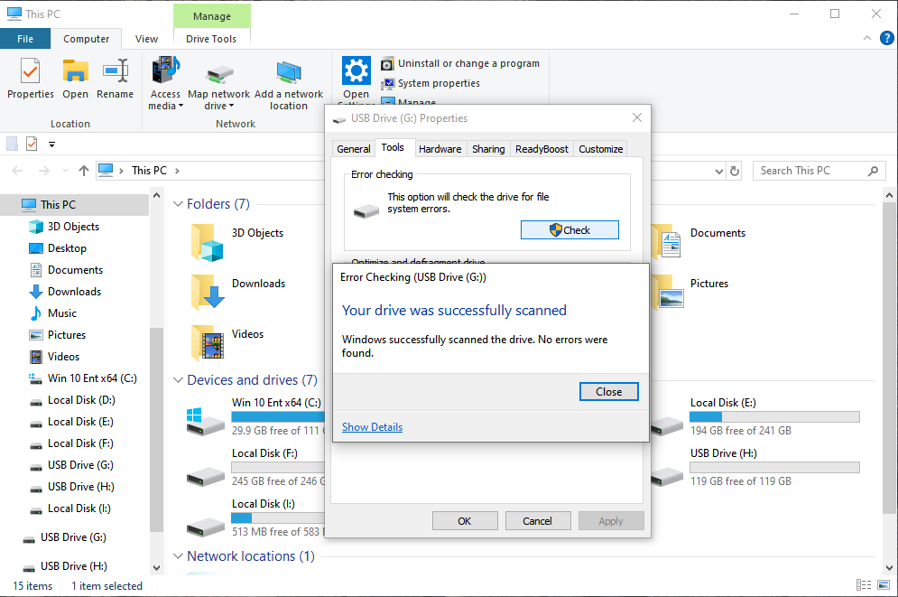 USBメモリのWindowsエラーチェック手順